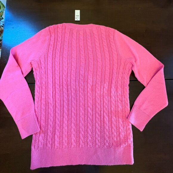 Talbots Stunning Pink Cable Knit Crewneck Sweater Womans Small Button Accent NWT - Picture 10 of 10